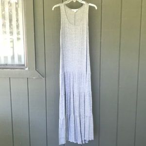 CAbi gray tiered maxi tank dress.